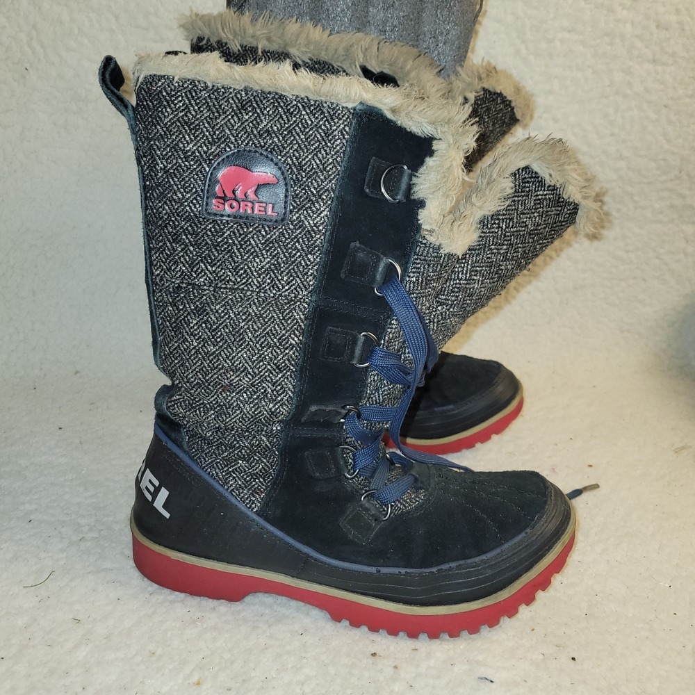 Sorel Women's Winter Boots Size 9 Faux Fur Lined Tweed Waterproof Lace Up